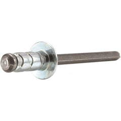 STANLEY Engineered Fastening - Size 6 Large Flange Head Aluminum Multi Grip Blind Rivet - Steel Mandrel, 0.437" to 3/4" Grip, 3/16" Head Diam, 0.192" to 0.205" Hole Diam, 0.116" Body Diam - Strong Tooling