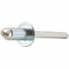 STANLEY Engineered Fastening - Size 4 Dome Head Steel Open End Blind Rivet - Steel Mandrel, 0.376" to 1/2" Grip, 1/8" Head Diam, 0.129" to 0.133" Hole Diam, 0.078" Body Diam - Strong Tooling