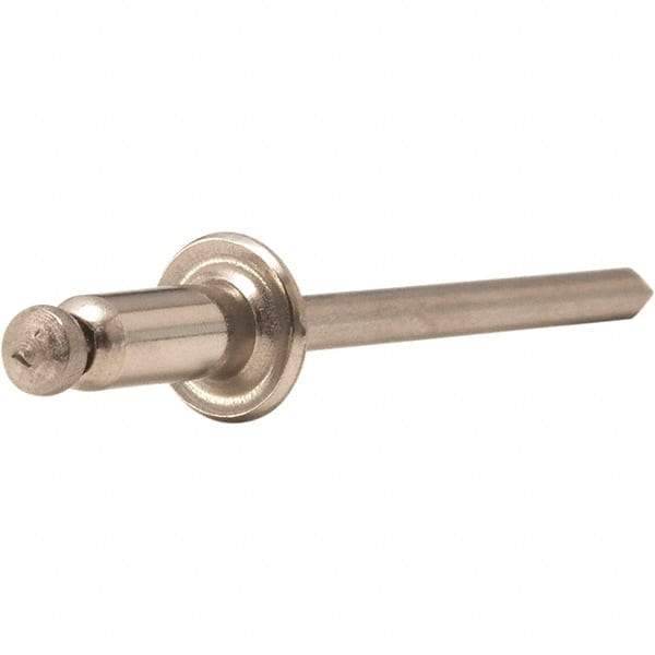 STANLEY Engineered Fastening - Size 5 Dome Head Stainless Steel Open End Blind Rivet - Stainless Steel Mandrel, 0.251" to 3/8" Grip, 5/32" Head Diam, 0.16" to 0.164" Hole Diam, 0.097" Body Diam - Strong Tooling