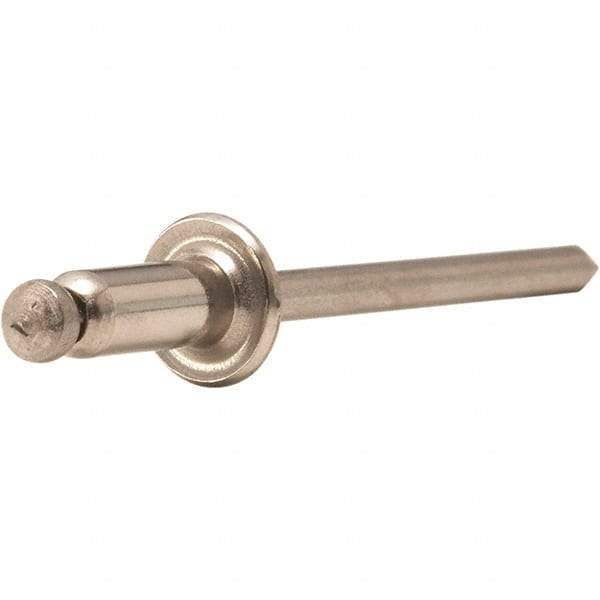 STANLEY Engineered Fastening - Size 5 Dome Head Stainless Steel Open End Blind Rivet - Steel Mandrel, 0.188" to 1/4" Grip, 5/32" Head Diam, 0.16" to 0.164" Hole Diam, 0.097" Body Diam - Strong Tooling