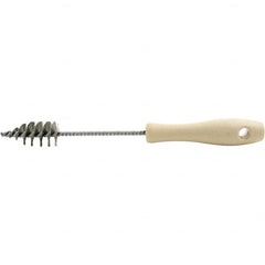 Brush Research Mfg. - 1" Diam Helical Stainless Steel Tube Brush - Single Spiral, 0.006" Filament Diam, 2-3/16" Brush Length, 10-1/2" OAL, 0.22" Diam Plastic Handle Shank - Strong Tooling