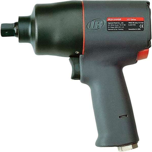 Ingersoll-Rand - 1/2" Drive, 9,500 RPM, 600 Ft/Lb Torque Impact Wrench - Pistol Grip Handle, 1,250 IPM, 23 CFM, 90 psi, 1/4" NPTF Inlet - Strong Tooling