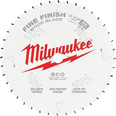 Milwaukee Tool - 7-1/4" Diam, 10mm Arbor Hole Diam, 40 Tooth Wet & Dry Cut Saw Blade - Tungsten Carbide-Tipped, Fine Finish Action, Standard Round Arbor - Strong Tooling