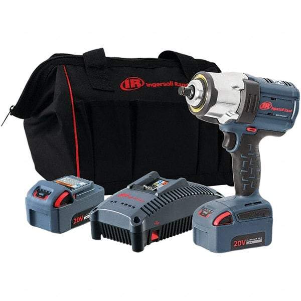 Ingersoll-Rand - 1/2" Drive 20 Volt Pistol Grip Cordless Impact Wrench & Ratchet - 0 to 1,900 RPM, 0 to 2,450 BPM, 1,500 Ft/Lb Torque, 2 Lithium-Ion Batteries - Strong Tooling