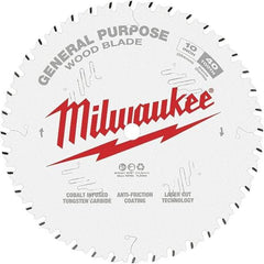 Milwaukee Tool - 10" Diam, 5/8" Arbor Hole Diam, 40 Tooth Wet & Dry Cut Saw Blade - Tungsten Carbide-Tipped, General Purpose Action, Standard Round Arbor - Strong Tooling