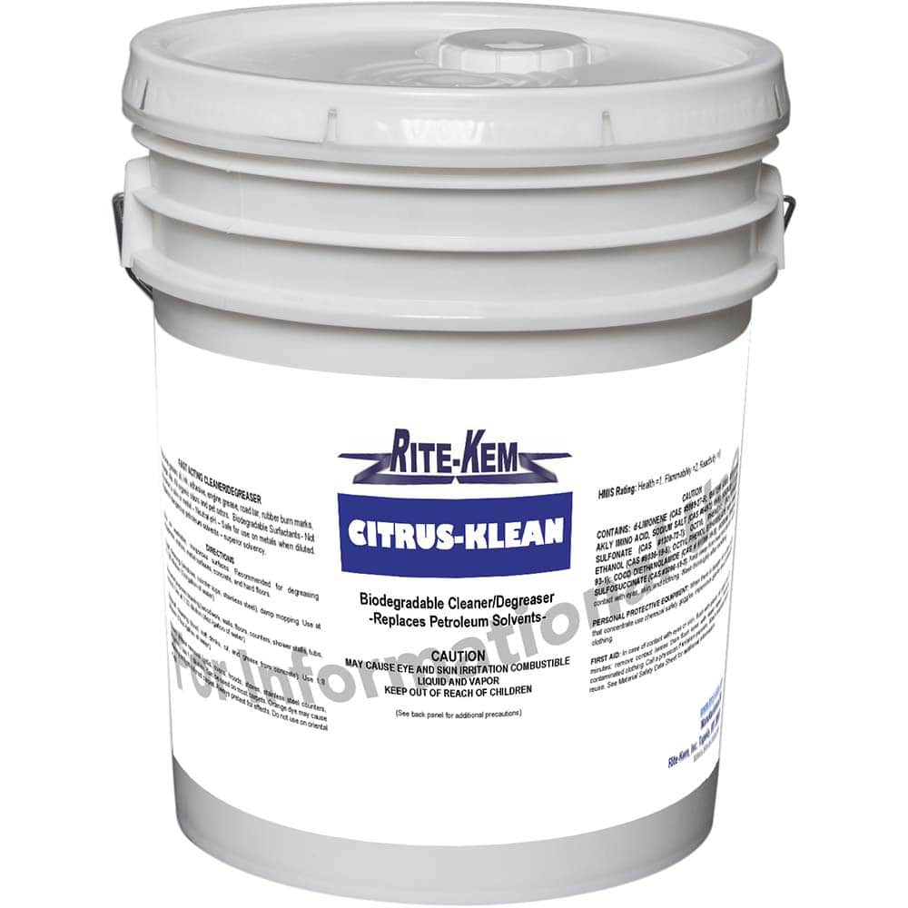 Rite-Kem - All-Purpose Cleaners & Degreasers; Container Type: Pail ; Container Size: 5 Gallon Pail ; Scent: Citrus ; Form: Liquid Concentrate ; Disinfectant: No ; Solution Type: Dilutable Concentrate - Exact Industrial Supply