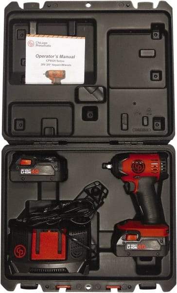 Chicago Pneumatic - 3/8" Drive 20 Volt Pistol Grip Cordless Impact Wrench & Ratchet - 2,400 RPM, 150 Ft/Lb Torque, 2 Lithium-Ion Batteries Included - Strong Tooling