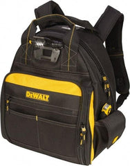 DeWALT - 57 Pocket Black & Yellow Backpack Tool Bag - 15-1/2" Wide x 8" Deep x 19" High - Strong Tooling