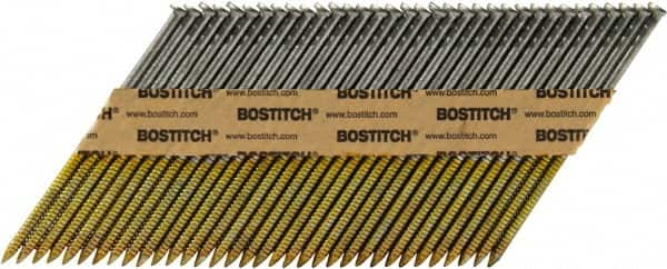 Stanley Bostitch - 11 Gauge 0.12" Shank Diam 3" Long Framing Nails for Power Nailers - Steel, Bright Finish, Ring Shank, Angled Stick Paper Tape Collation, Round Head - Strong Tooling