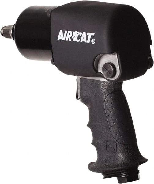 AIRCAT - 1/2" Drive, 9,500 RPM, 725 Ft/Lb Torque Impact Wrench - Pistol Grip Handle, 1,600 IPM, 8 CFM, 90 psi, 1/4" NPT Inlet - Strong Tooling