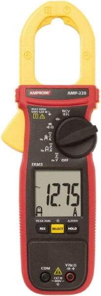 Amprobe - AMP-220, CAT III, Digital True RMS Clamp Meter with 1.378" Clamp On Jaws - 600 VAC/VDC, 600 AC/DC Amps, Measures Voltage, Capacitance, Current, microAmps, Resistance, Temperature - Strong Tooling