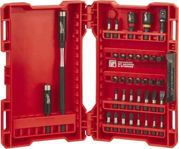 Milwaukee Tool - 36 Piece, Bit Set - 5/64 to 1/4" Hex, Phillips, Slotted, Torx, Square Point - Strong Tooling