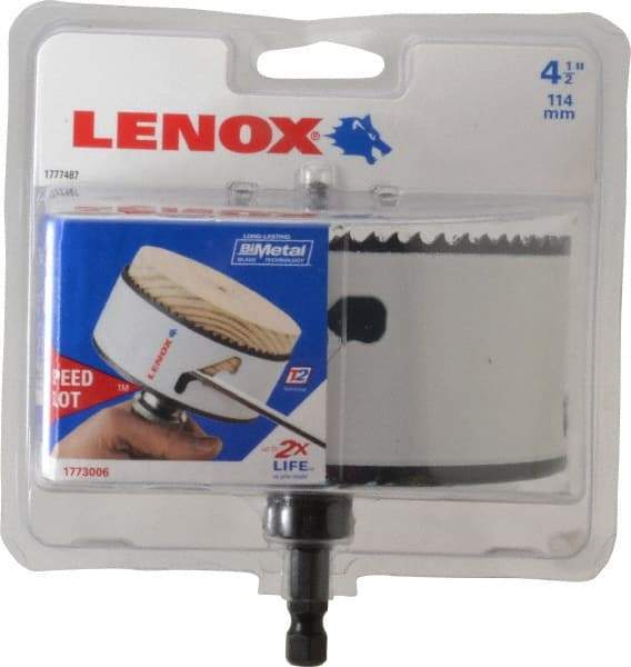 Lenox - 4-1/2" Diam, 1-1/2" Cutting Depth, Hole Saw - Bi-Metal Saw, Toothed Edge - Strong Tooling