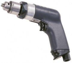 Ingersoll-Rand - 1/4" Keyed Chuck - Pistol Grip Handle, 2,200 RPM, 17 CFM, 0.4 hp, 90 psi - Strong Tooling