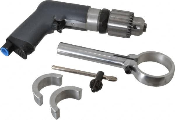 Ingersoll-Rand - 1/2" Reversible Keyed Chuck - Pistol Grip Handle, 900 RPM, 17 CFM, 0.4 hp, 90 psi - Strong Tooling