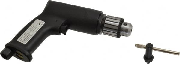 Ingersoll-Rand - 3/8" Keyed Chuck - Pistol Grip Handle, 3,800 RPM, 19 CFM, 0.5 hp, 90 psi - Strong Tooling