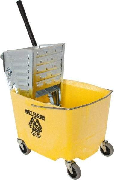 Value Collection - 35 Qt Plastic Metal Bucket & Wringer - 3" Long, Yellow - Strong Tooling