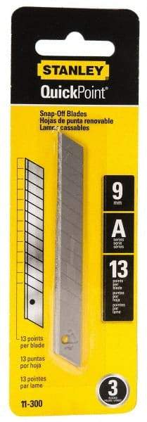 Stanley - 3 Piece Steel Utility Knife Blade - 3-1/2" OAL, 0.017" Blade Thickness - Strong Tooling