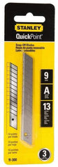 Stanley - 3 Piece Steel Utility Knife Blade - 3-1/2" OAL, 0.017" Blade Thickness - Strong Tooling