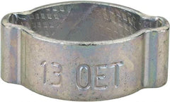 Oetiker - 10.8 to 13mm, Zinc-Plated 2-Ear Clamp - 1/2" Noml Size, 3.45mm Inner Width, 7mm Wide x 1mm Thick, Carbon Steel - Strong Tooling