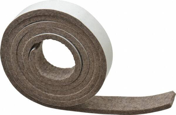 Made in USA - 1/4 Inch Thick x 1 Inch Wide x 5 Ft. Long, Felt Stripping - Gray, Adhesive Backing - Strong Tooling