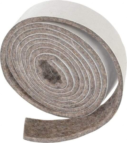 Made in USA - 1/8 Inch Thick x 1 Inch Wide x 5 Ft. Long, Felt Stripping - Gray, Adhesive Backing - Strong Tooling