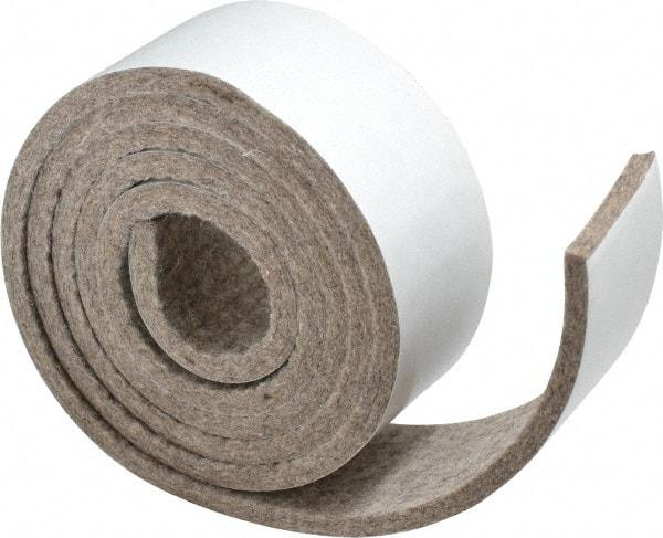 Made in USA - 1/4 Inch Thick x 2 Inch Wide x 5 Ft. Long, Felt Stripping - Gray, Adhesive Backing - Strong Tooling