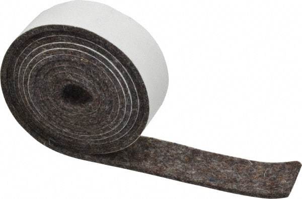 Made in USA - 1/8 Inch Thick x 1 Inch Wide x 5 Ft. Long, Felt Stripping - Gray, Adhesive Backing - Strong Tooling