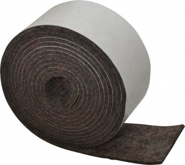 Made in USA - 1/8 Inch Thick x 2 Inch Wide x 10 Ft. Long, Felt Stripping - Gray, Adhesive Backing - Strong Tooling