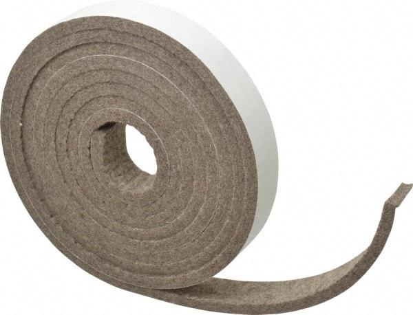 Made in USA - 1/4 Inch Thick x 1 Inch Wide x 10 Ft. Long, Felt Stripping - Gray, Adhesive Backing - Strong Tooling