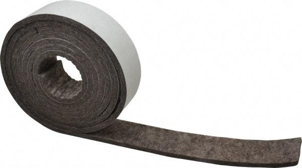 Made in USA - 1/4 Inch Thick x 2 Inch Wide x 10 Ft. Long, Felt Stripping - Gray, Adhesive Backing - Strong Tooling