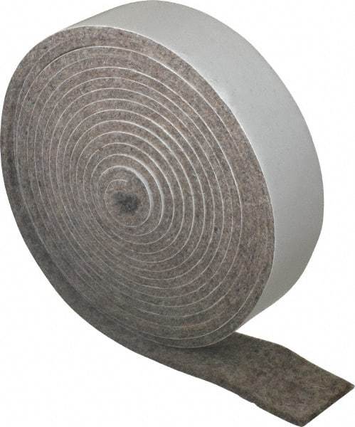 Made in USA - 1/8 Inch Thick x 1 Inch Wide x 10 Ft. Long, Felt Stripping - Gray, Adhesive Backing - Strong Tooling