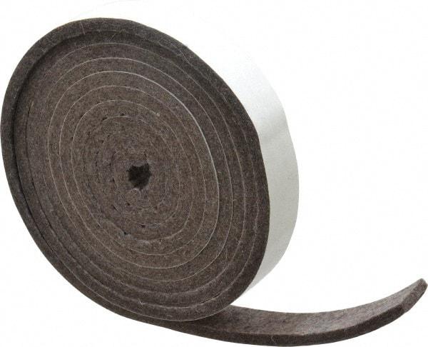 Made in USA - 1/4 Inch Thick x 1 Inch Wide x 10 Ft. Long, Felt Stripping - Gray, Adhesive Backing - Strong Tooling