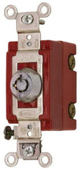 Hubbell Wiring Device-Kellems - 120 to 277 VAC, 20 Amp at 125 Volt, 20 Amp at 250 Volt, SPST, 6 Tumbler Barrel Key Switch - Clip and Screw Terminal, 7/8 Inch Mount Hole Diameter, On-Off Sequence - Strong Tooling