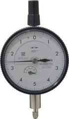 Mitutoyo - 0.05" Range, 0-5-0 Dial Reading, 0.0001" Graduation Dial Drop Indicator - 2-3/16" Dial, 0.01" Range per Revolution, 0.0002" Accuracy, Revolution Counter - Strong Tooling