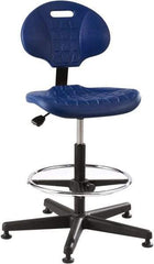 Bevco - 21 to 31" High Adjustable Height Swivel Stool - 27" Wide x 27" Deep, Polyurethane Seat, Blue - Strong Tooling