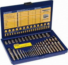 Irwin Hanson - 35 Piece Spiral Flute Screw Extractor & Drill Set - Screw Range 1/8 to 1/2" - Strong Tooling