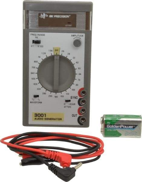 B&K Precision - 0/-20 dB, 600 Ohm, 1,500 MHz Sine Wave, Analog Display Function Generator - 10 ppm Wave Accuracy, 20 dB Amplitude, Includes 9V Battery, Instruction Manual, Two Standard Banana Plug to Insulated Clip Test Leads - Strong Tooling