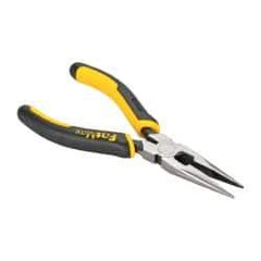 Stanley - 6-1/2" OAL, 2" Jaw Length x 11/16" Jaw Width, Long Nose Side Cutting Pliers - Serrated Jaw, Standard Head, Bi-Material Cushion Grip Handles - Strong Tooling