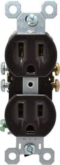 Pass & Seymour - 125 VAC, 15 Amp, 5-15R NEMA Configuration, Brown, Residential Grade, Self Grounding Duplex Receptacle - 1 Phase, 2 Poles, 3 Wire, Flush Mount, Impact Resistant - Strong Tooling