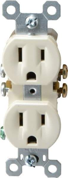 Pass & Seymour - 125 VAC, 15 Amp, 5-15R NEMA Configuration, Light Almond, Residential Grade, Self Grounding Duplex Receptacle - 1 Phase, 2 Poles, 3 Wire, Flush Mount - Strong Tooling