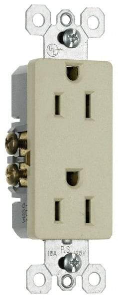 Pass & Seymour - 125 VAC, 15 Amp, 5-15R NEMA Configuration, Light Almond, Residential Grade, Self Grounding Duplex Receptacle - 1 Phase, 2 Poles, 3 Wire, Flush Mount - Strong Tooling