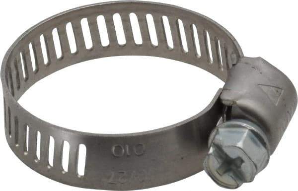 IDEAL TRIDON - SAE Size 10, 1/2 to 1-1/16" Diam, Stainless Steel Miniature Worm Drive Clamp - 5/16" Wide, Material Grade 301, Series 325 - Strong Tooling