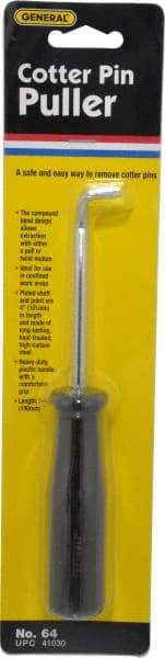 General - 7-1/2" OAL Carbon Steel Cotter Pin Puller Awl - Plastic Handle - Strong Tooling