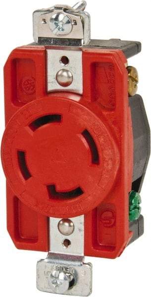 Cooper Wiring Devices - 250 VAC, 30 Amp, L15-30R NEMA, Isolated Ground Receptacle - 3 Poles, 4 Wire, Female End, Orange - Strong Tooling