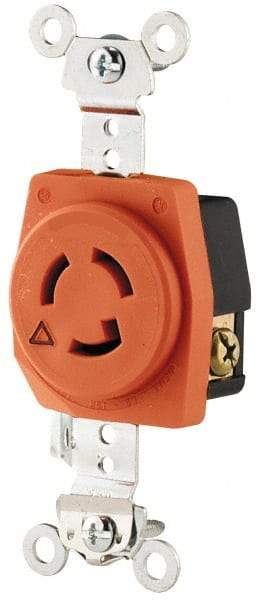 Cooper Wiring Devices - 125 VAC, 15 Amp, L15-15R NEMA, Isolated Ground Receptacle - 2 Poles, 3 Wire, Female End, Orange - Strong Tooling