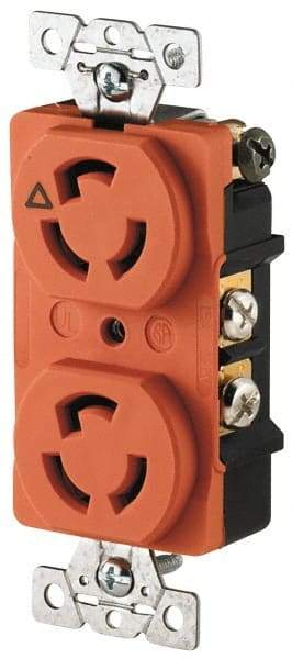 Cooper Wiring Devices - 125 VAC, 15 Amp, L5-15R NEMA, Isolated Ground Receptacle - 2 Poles, 3 Wire, Female End, Orange - Strong Tooling