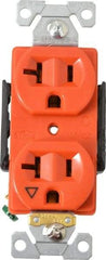 Cooper Wiring Devices - 125 VAC, 20 Amp, 5-20R NEMA Configuration, Orange, Industrial Grade, Isolated Ground Duplex Receptacle - 1 Phase, 2 Poles, 3 Wire, Flush Mount, Chemical and Impact Resistant - Strong Tooling