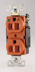 Cooper Wiring Devices - 125 VAC, 15 Amp, 5-15R NEMA Configuration, Orange, Hospital Grade, Isolated Ground Duplex Receptacle - 1 Phase, 2 Poles, 3 Wire, Flush Mount, Chemical, Heat and Impact Resistant - Strong Tooling