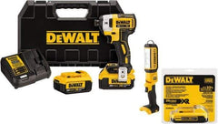 DeWALT - 20 Volt, 1/4" Drive, 20, 125, 152 Ft/Lb Torque, Cordless Impact Driver - 1000, 2800, 3250 RPM, 3 Lithium-Ion Batteries Included - Strong Tooling